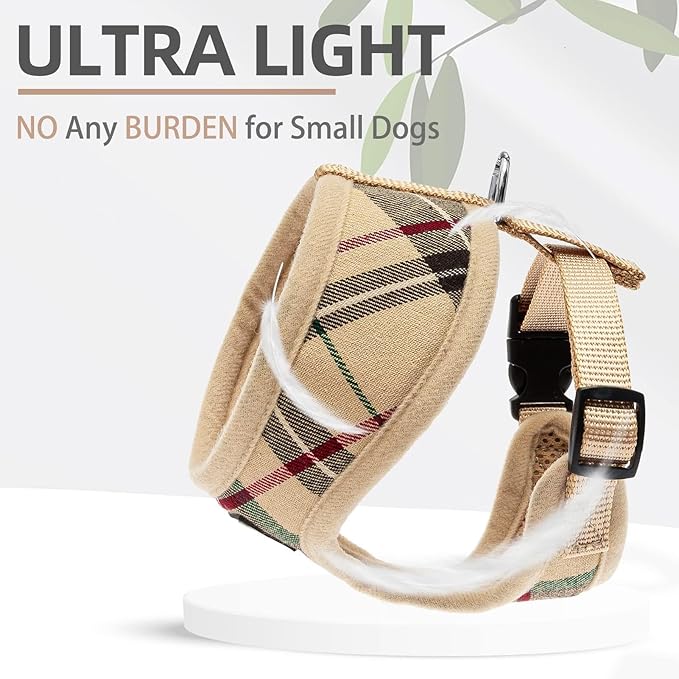 PUPTECK Soft Mesh Dog Harness and Leash Set Pet Puppy Cat Comfort Padded Vest No Pull Harnesses, Beige, L PUPTECK