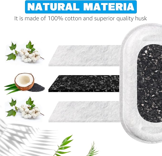 Cat Water Fountain Filters, 24 Pack Cat Fountain Filters, Cat Fountain Replacement Filters for DOOOB Stainless Steel Cat Water Fountain, Pet Water Fountain Filters (12 Filters & 12 Sponges) - PAWPICO