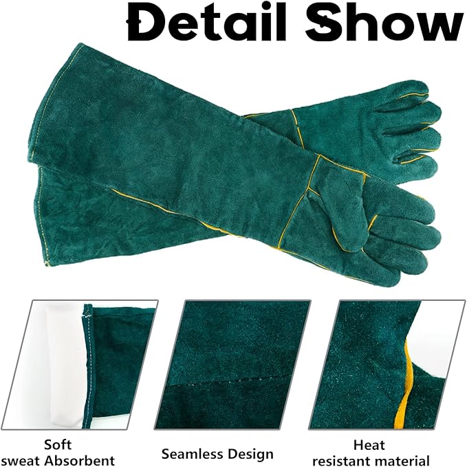 Animal Handling Gloves Bite Proof with 40inch Collapsible Snake Hook,Suitable for Falcon Dog Cat Bird Reptile Snake Surfante