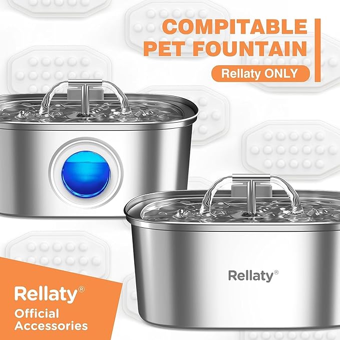 Cat Water Fountain Stainless Steel 8 Filters Replacement & 8 Pre-Filter Sponges - PAWPICO