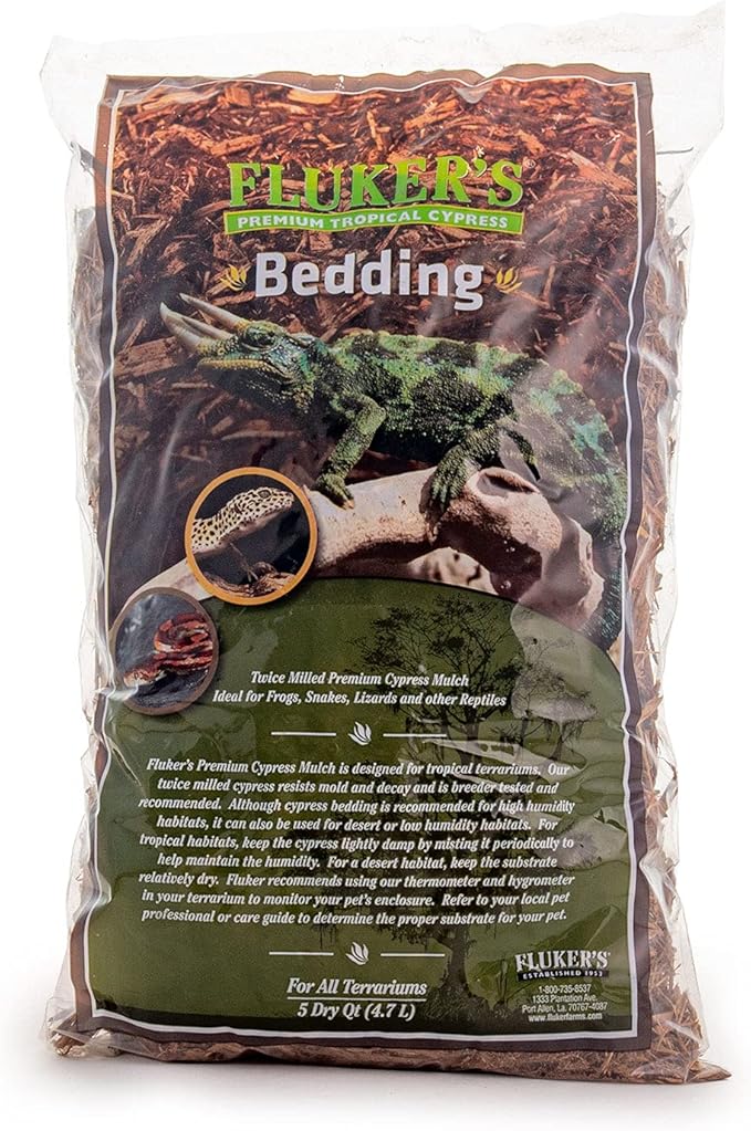 Fluker's Premium Tropical Cypress Bedding for Reptiles, 5 QT (Pack of 4) Flukers