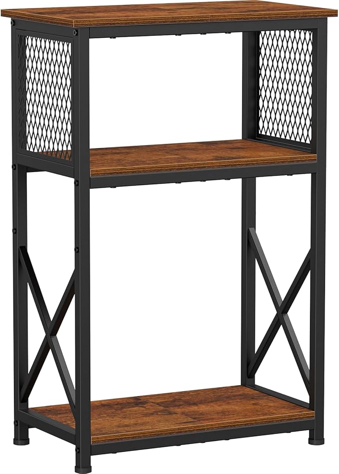 Snughome Fish Tank Stand, 10 Gallon Aquarium Stand with Storage, 3 Tier Heavy Metal Fish Tank Stand Fish Tank Shelf 20.47" x 11.42" x 30.91", Rustic Brown Snughome