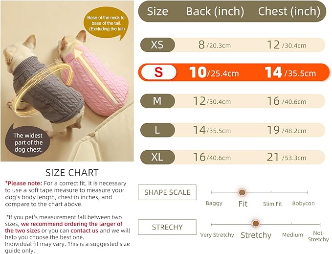 2 Pack Dog Sweaters for Small Dogs - Puppy Medium Warm Clothes in Winter, Turtleneck Pullover Design for Boy Girl Pet, Doggie, Cat, Kitten Chihuahua Bulldog Pug Beagles (S, Grey, Pink) - PAWPICO