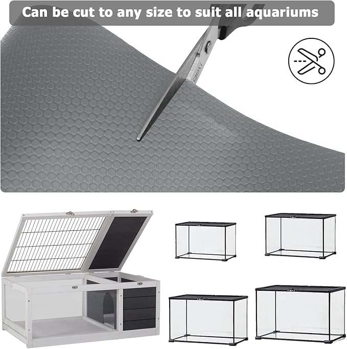 Bearded Dragon Tank Accessories, 17.5X120 Inches Bearded Dragon mat Flooring Reptile Carpet Substrate for Lizard, Iguana, Snake, Tortoise, Non-Adhesive Reptile Habitat Bedding, Grey Hoplaep