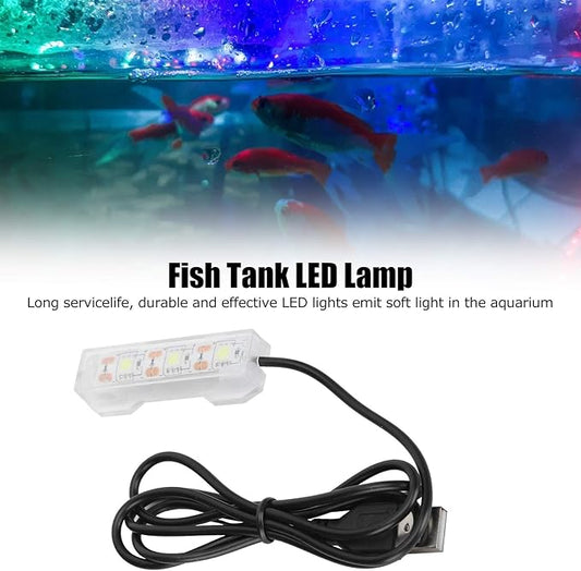 Small Aquarium Light, USB Desktop Fish Planted Tank Water Plant Mini Decoration Submersible Led Lamp Underwater Full Spectrum Used for Freshwater Saltwater Micro Landscape Daily Lighting Tiiyee