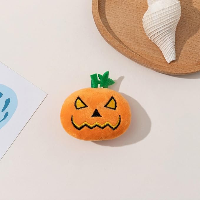 4PCS Halloween Pumpkin Cat Squeaky Toys Interactive Plush Pet Toy for Indoor Cats with Squeaker - PAWPICO