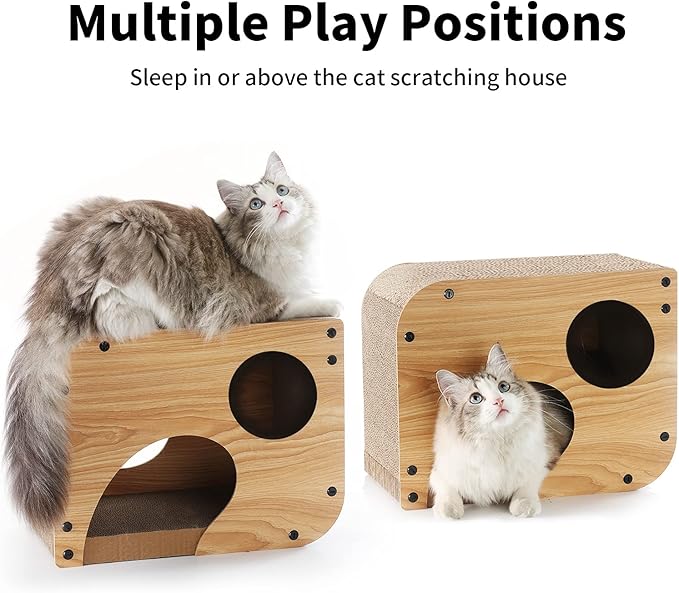 FUKUMARU Cat Scratcher Lounge, 17.3 X 9.8 X 13.4 Inches Vertical and Horizontal Cardboard Cats House, Cat Scratching Post for Indoor Cats as Tunnel and Sofa - PAWPICO