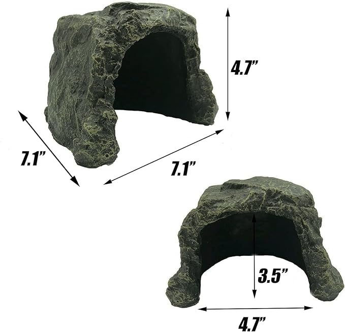 Reptile Rock Hide Cave, Aquarium Habitat Decor Rock Lizard Hide Tortoise Hideout for Snakes, Turtles, Reptiles, Amphibians, Fish Tfwadmx