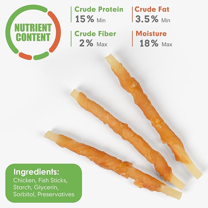 MON2SUN Rawhide Free Dog Treats Chicken Wrapped Cod Sticks for Small Dogs Healthy Training Treats Soft Dog Snacks (14.11 Ounce -Pack of 1) - PAWPICO