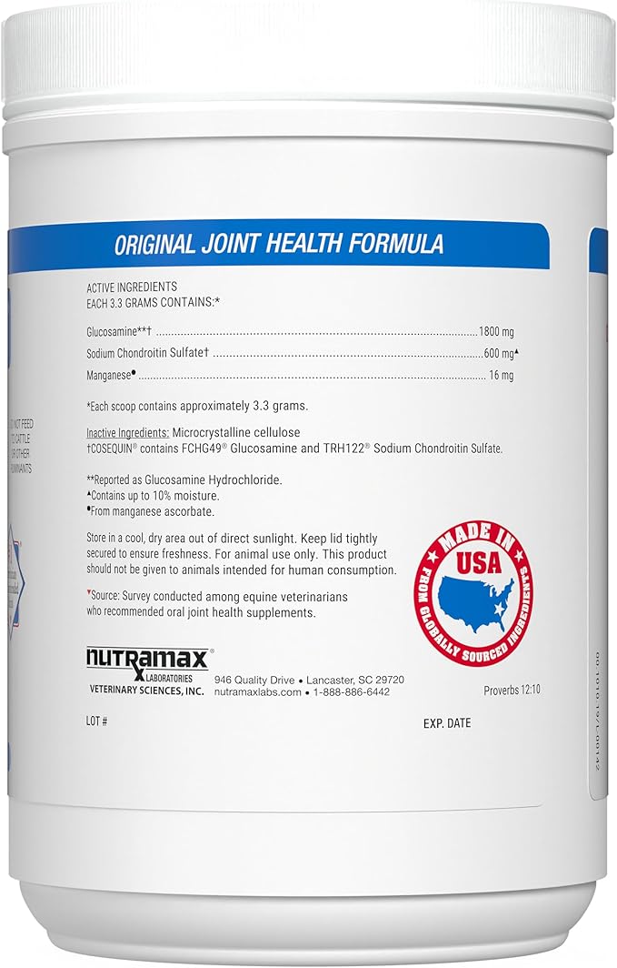 Nutramax Cosequin Original Joint Health Supplement for Horses - Powder with Glucosamine and Chondroitin, 700 Grams NutramaxLaboratories