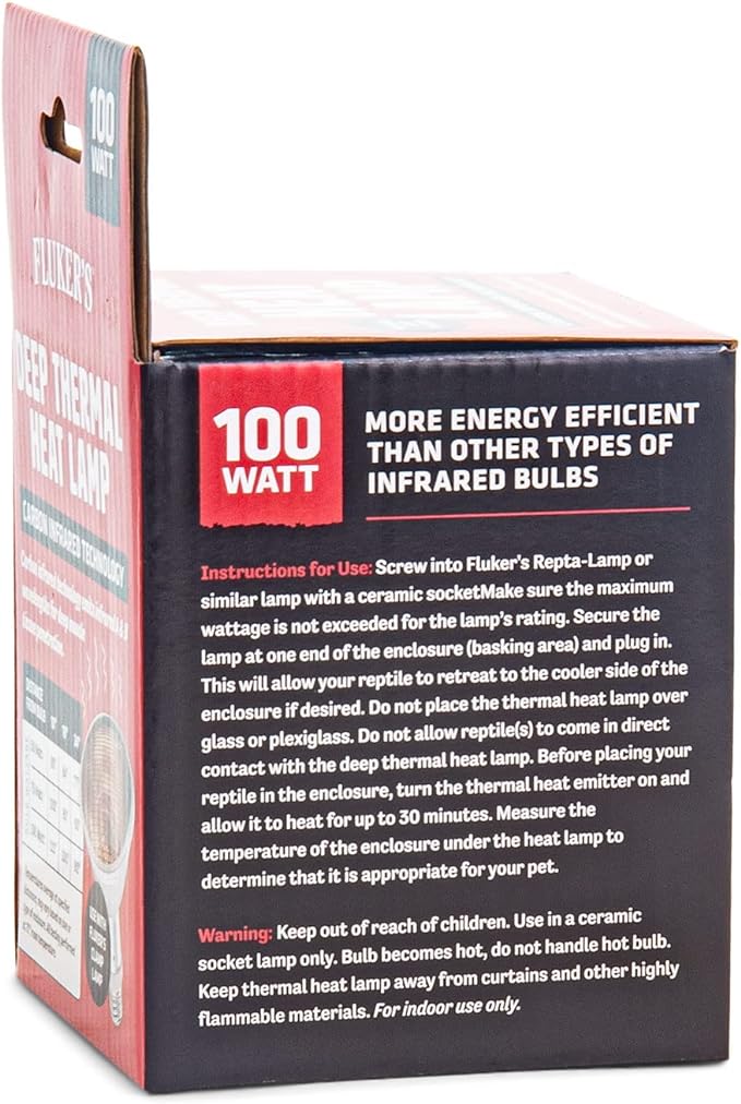 Fluker's Deep Thermal Heat Lamp for Reptiles with Carbon Infrared Technology, for All Reptile Tanks, Great for Basking, 50 Watt Flukers