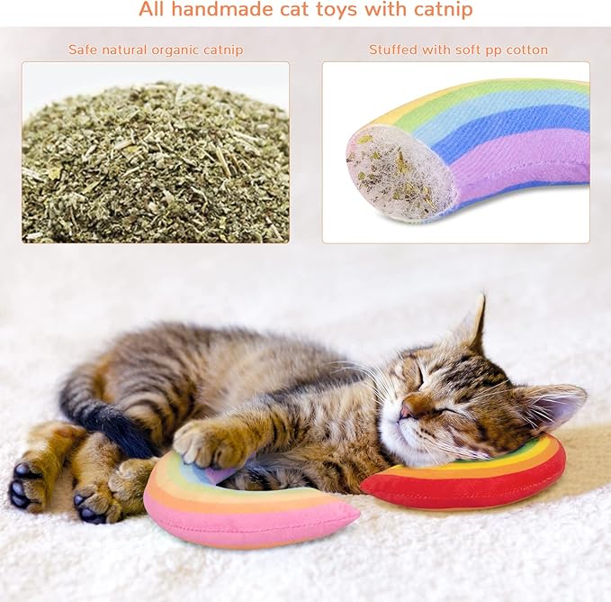 Catnip Toys, Catnip Toys for Cats, Cat Toys, Cat Toys for Indoor Cats, Cat Toys with Catnip, Interactive Cat Teething Chew Toys Cat Pillow Toys for Kitten Kitty, 2 Pack - PAWPICO