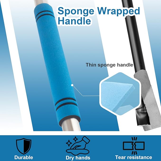 Snake Grabber Reacher Tool, 69" Snake Catcher Tongs Long Handle Heavy Duty Reptile Rattlesnake Catch Tongs Snake Tool Wide Jaw Stainless Steel Sponge Wrapped Handle (Blue) PAWPICO