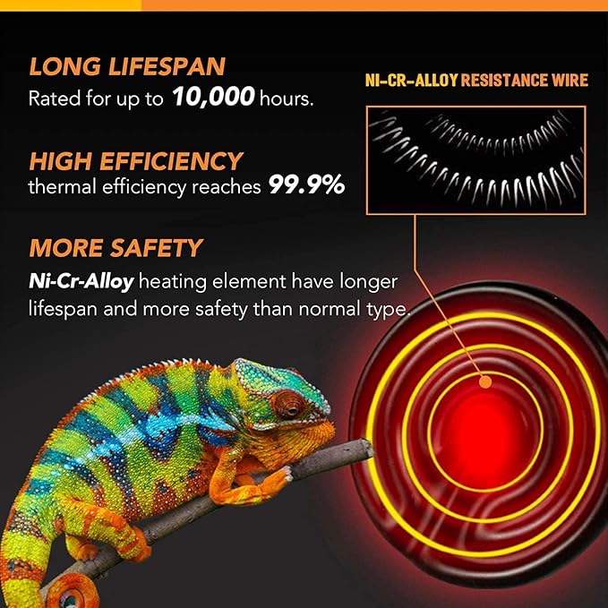 Simple Deluxe 150W Ceramic Heat Lamp Reptile Heat Emitter Heater Lamp Bulb No Light with Free Digital-Thermometer, for Pet Brooder Coop Chicken, Dragon Turtle Lizard Snake Aquarium Tank SimpleDeluxe