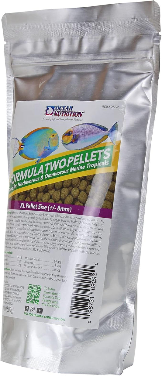 Ocean Nutrition Formula Two Pellets - Fish Food for Herbivorous & Omnivorous Marine Tropical Fish, High Protein(40%) - 1.1 lbs (500 g) XL Pellets OceanNutrition