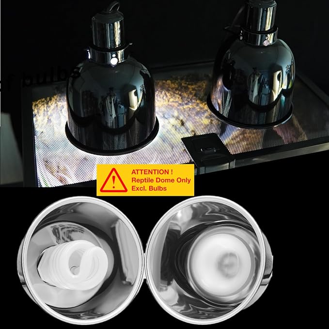 Reptile Light Fixture, 2-Pack 5.5'' Deep Dome for Reptile Light/Heat Lamp/UVB Light, 5.5 Inch Light Reflector Dome ReptiKing