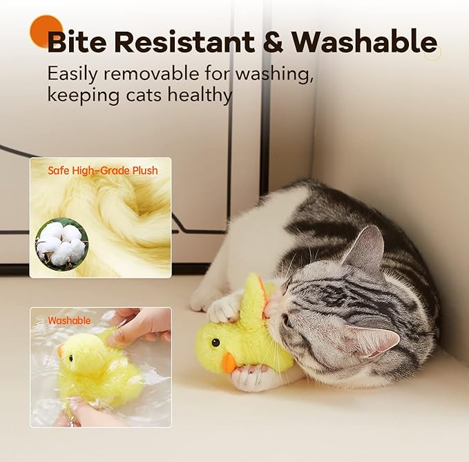 Potaroma Cat Toys Rechargeable Flapping Duck with SilverVine Catnip, Lifelike Quack Chirping, Touch Activated Kitten Kicker Plush Interactive Exercise Toys for All Breeds - PAWPICO