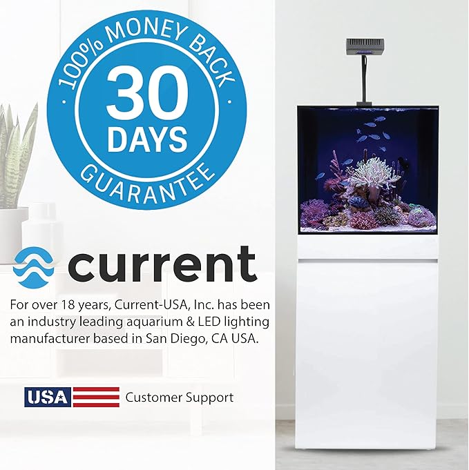 CURRENT USA PRO Dual 36-48" Inch Orbit Marine IC Loop LED Saltwater Reef Marine Aquarium Light with Bluetooth App Control | Wireless Lighting & eFlux Wave Pump Control for Fish Tank (4336) Current+USA