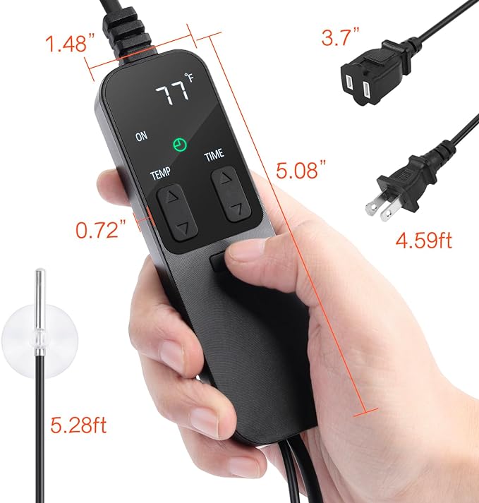 PID Dimming Thermostat Reptile with 24 Hours Cycle Timer for Reptiles Heat Lamp Heating Pad Seedling Heat Mat Temperature Controller Pymeter