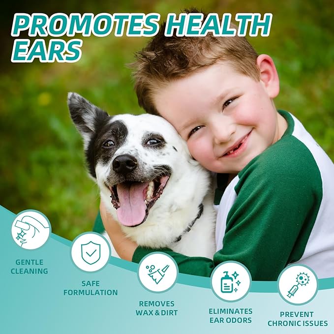 Dog Ear Cleaner Finger Wipes - Cat Ear Cleaner Wipes Grooming Pet Supplies Reduce Dirt Wax, Debris Soothes & Deodorizes, Fresh Coconut Scent 50 Counts ANTONDOLL