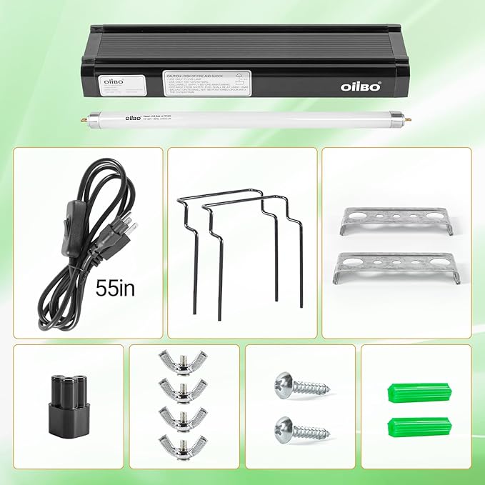 Oiibo T5 HO Reptile Light Fixture UVB Lighting Combo Kit, Reptiles Terrarium Lamp Hood Light Fixture Include UVB 5.0 Rainforest Reptile Light for Chameleon Arboreal Geckos Lizard (8W) OIIBO