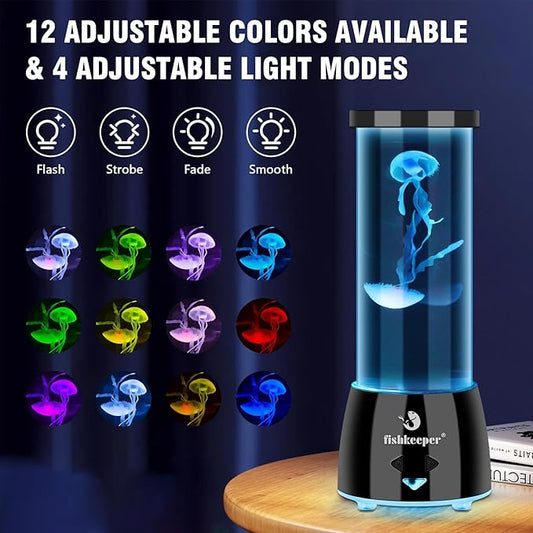 Jellyfish Lamp with 12 Color Changing and Remote Control,Jellyfish Aquarium Tank Night Light for Home Office Decor Gifts Mood Night Light Gift with USB for Kids Women Teens Adults fishkeeper