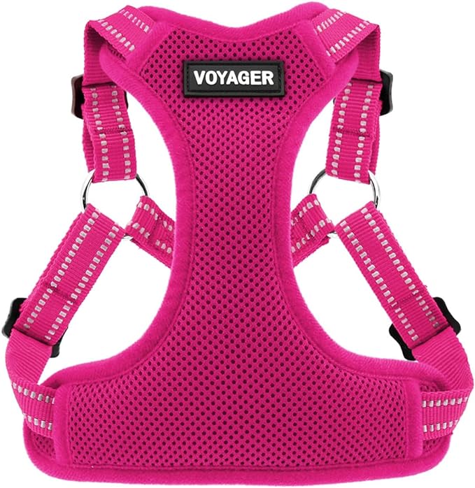 Best Pet Supplies Voyager Adjustable Dog Vest Harness Breathable No Pull Harness for Small, Medium, Large Dogs, Heavy Duty Harness for Walking, Jogging, Easy Step-In, Reflective Stripes - (Fuchsia), M BestPetSuppliesLLC