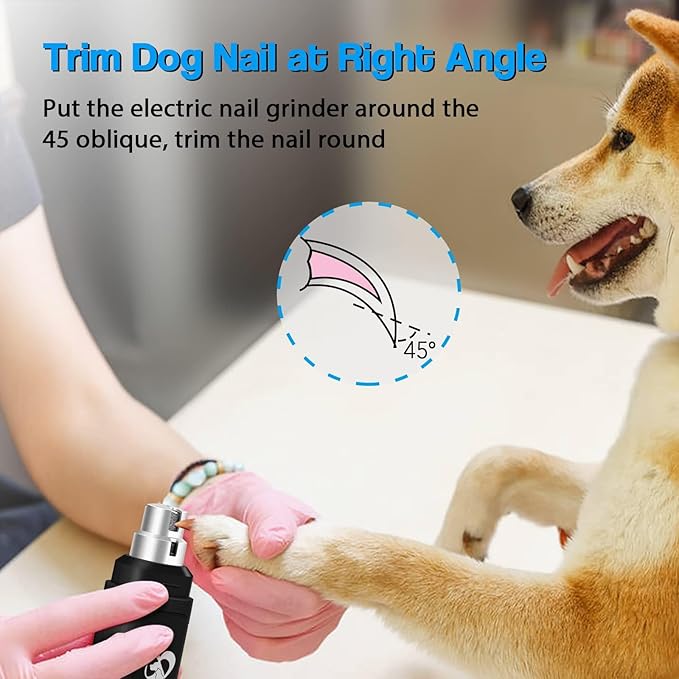 Casfuy Dog Nail Grinder Upgraded - Professional 2-Speed Electric Rechargeable Pet Nail Trimmer Painless Paws Grooming & Smoothing for Small Medium Large Dogs & Cats (Black) - PAWPICO