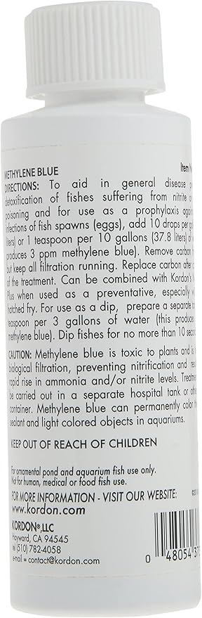 Kordon Methylene Blue Disease Preventative – Safe for Freshwater & Saltwater Aquariums, Prevents Fungal Infections & Treats Parasites, Reduces Fish Stress, 4-Ounces Kordon