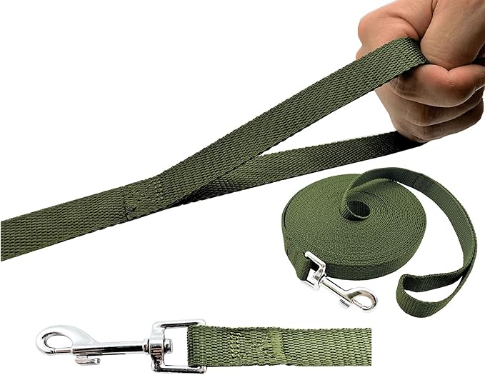 15ft 20ft 30ft 40ft 50ft Long Dog/Puppy Lead Obedience Recall Training Dog Leashes for Small Medium Dogs Camping, Training, Play, or Backyard (Green, 1" x 40FT) PETGOGO