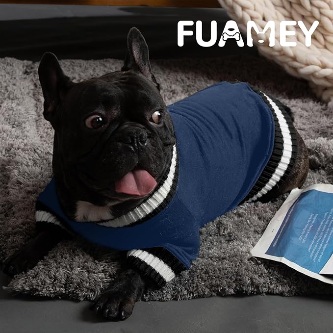 FUAMEY Dog Pullover Sweatshirt,Dog Winter Sweaters Warm Dog Clothes Dog Vest Thick Puppy Pullover Soft Pet Fleece Sweater Cute Doggie Boy Girl Outfit for Small Medium Dogs Blue L - PAWPICO