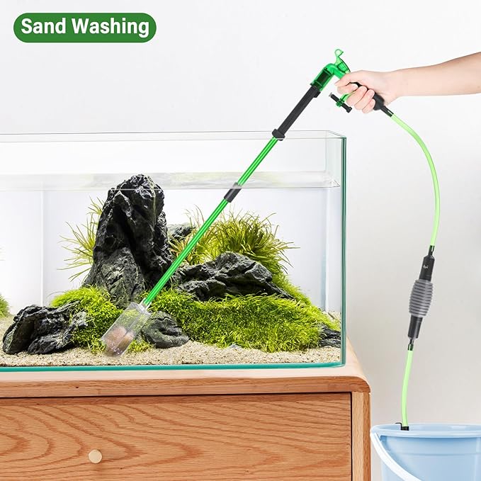 AQQA Aquarium Siphon Gravel Vacuum Fish Tank Cleaner kit,Stress Ball Python Water Changer,Extendable Length and Fixed On Fish Tank,Manually Water Changer Wash Sand (L) AQQA