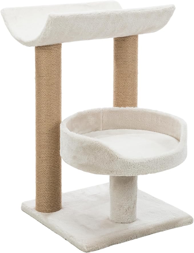 TRIXIE Isaba Scratching Post with Two Platforms, 2-Sisal Scratching Post, 24.5-inches Tall, Light Gray/Brown - PAWPICO