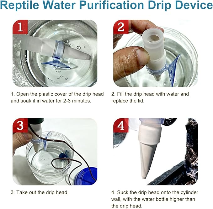 HEEPDD Reptile Water Dripper, Reptile Water Dripper Kit Plants Irrigation Devices Reptile Humidifier Watering Tool for Amphibians Bearded Dragon Lizard Turtle Snake Frog Gecko PAWPICO