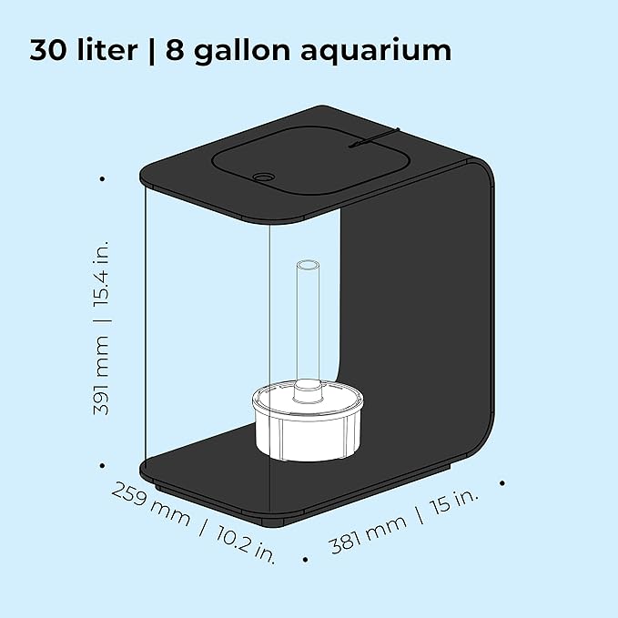 biOrb Flow 30 Acrylic 8-Gallon Aquarium with White LED Lights Modern Tank for Tabletop Display, Black biOrb