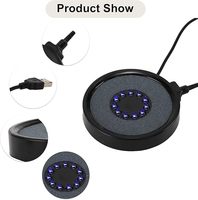 LED Aquarium Air Bubble Light, Underwater Fish Tank Bubblers Stone Disk, 16 Color Fish Tank Light, Aquarium Light for Plants with 11 Lamp Beads, Air Tube and Remote Control, 1 Set CAPASTEC
