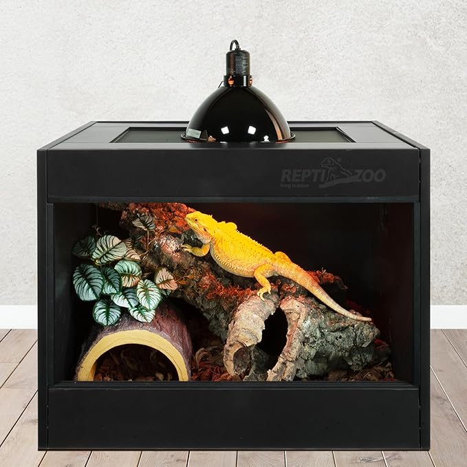 REPTI ZOO Upgrade Reptile Light Fixture with Dimming,8.5 inch Deep Dome Lamp Fixture for Reptile Tank Terrarium, Reptile Heat Lamp Fixture for UVB UVA Bulb Basking Heat Bulb REPTIZOO