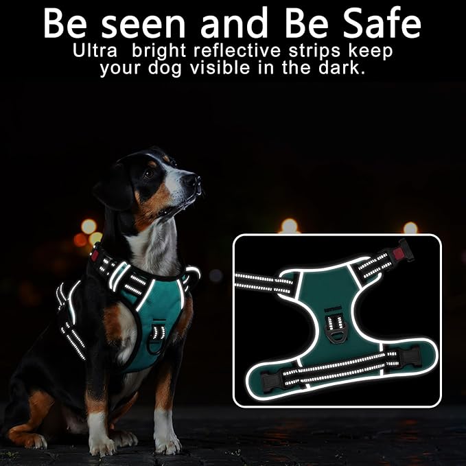Timos Dog Harness,NO Need Go Over Dogs Head 3 Snap Buckles Pet Harness with 2 Leash Clips,Adjustable Soft Padded No-Pull,Reflective No-ChokeOxford Vest for Small Medium Large Dogs,X-Large (Pack of 1) Timos