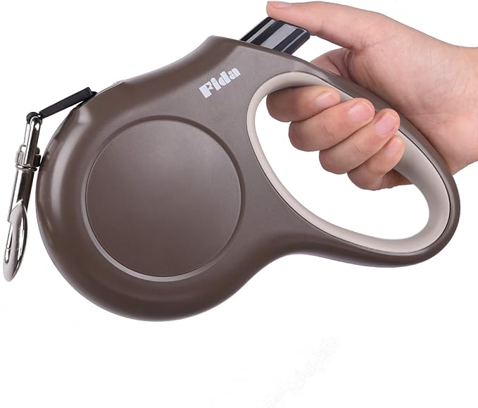 Fida Retractable Dog Leash, 16ft Heavy Duty Pet Walking Leash for X-Small/Small/Medium/Large Dog or Cat up to 110 lbs, Tangle Free. One-Hand Brake (Large, Coffee) Fida