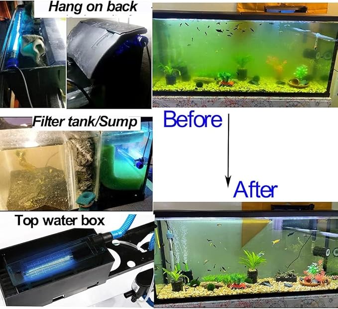 13W Aquarium Algae Clean Light for Fish Tank Water Clean Light Aquarium Green Clean Light Waterproof Fish Water Clean Light for Pond Fish Tank Sump Swim Pool (13w 13inch) JackSuperAquariumPetsFocus