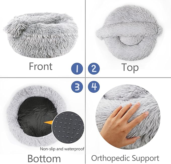 ShinHye Small Dog Bed Cat Bed Dog Bed with Blanket Plush Fluffy Hooded Dog Bed, Small Dog beds with Cover Cozy for Indoor Cats, Blanket Dog Beds Calm Anti-nxiety Dog Bed Washable - PAWPICO