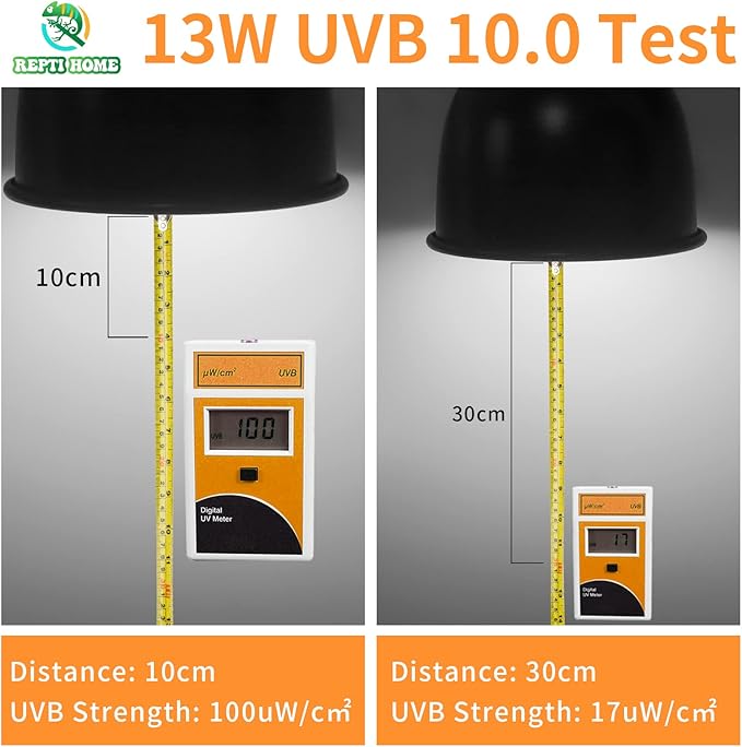 UVB Reptile Light 10.0, 13W Desert UVA UVB Bulb for Reptiles, Compact Desert Terrarium Lamp, Reptile UVB Light Bulb for Bearded Dragon, Lizard, Tortoise, Snake, Gecko REPTIHOME