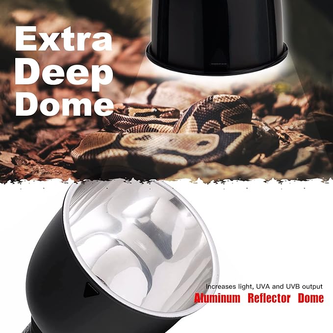 Reptile Light Fixture, 2-Pack 5.5'' Deep Dome for Reptile Light/Heat Lamp/UVB Light, 5.5 Inch Light Reflector Dome ReptiKing