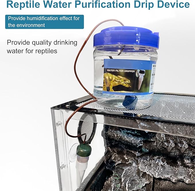 HEEPDD Reptile Water Dripper, Reptile Water Dripper Kit Plants Irrigation Devices Reptile Humidifier Watering Tool for Amphibians Bearded Dragon Lizard Turtle Snake Frog Gecko PAWPICO