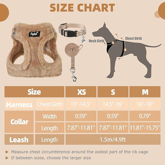 PUPTECK Adjustable Dog Harness Collar and Leash Set Step in No Pull Pet Harness for Small Medium Dogs Puppy and Cats Outdoor Walking Running, Soft Mesh Padded Reflective Vest Harnesses, Khaki S PUPTECK