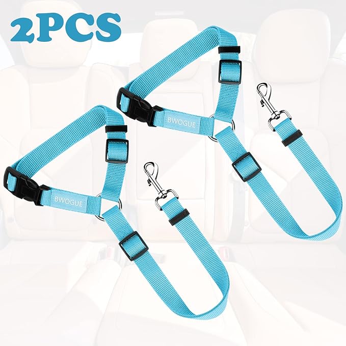 BWOGUE 2 Packs Dog Cat Safety Seat Belt Strap Car Headrest Restraint Adjustable Nylon Fabric Dog Restraints Vehicle Seatbelts Harness BWOGUEPetHome