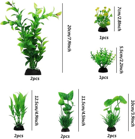 PietyPet Fish Tank Accessories Green Plants, 10pcs Green Fish Tank Decorations, Aquarium Decor Plastic Plants Bxlive