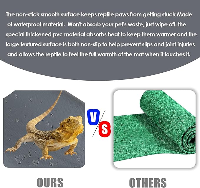 Reptile Substrate Carpet Terrarium Mat, 96" X 24" Bearded Dragon Tank Accessories, Reptile Bedding Substrate Liner, Reptile Tank Accessories for Bearded Dragon,Leopard Gecko,Lizard,Tortoise, Gray Hoplaep