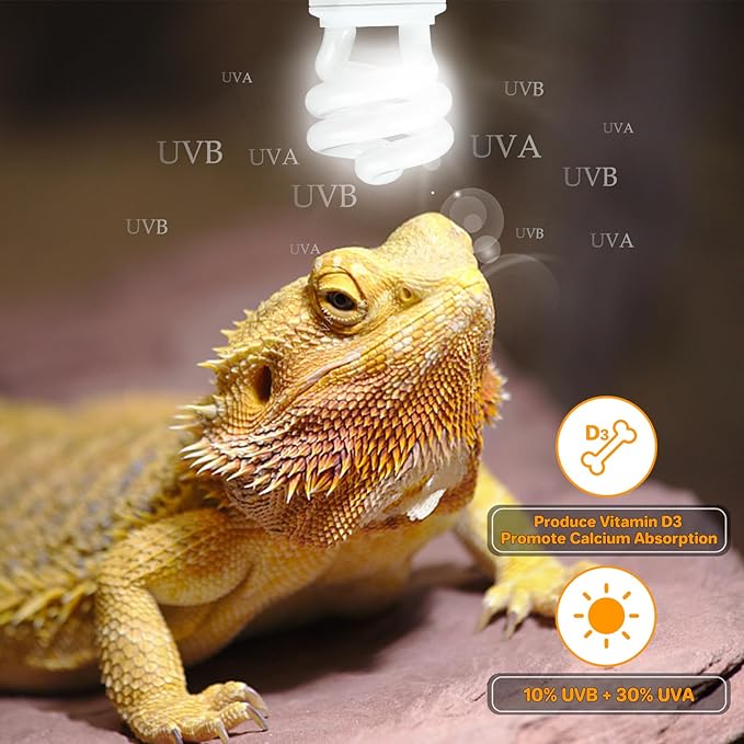 Lucky HERP UVA UVB Reptile Light 10.0, Desert UVB 150 Compact Fluorescent Lamp, UVB Light for Reptiles 15W, UVA UVB Reptile Light Bulb, UVB Bulb for Reptiles Bearded Dragons Lizards Tortoises Snakes LUCKYHERP