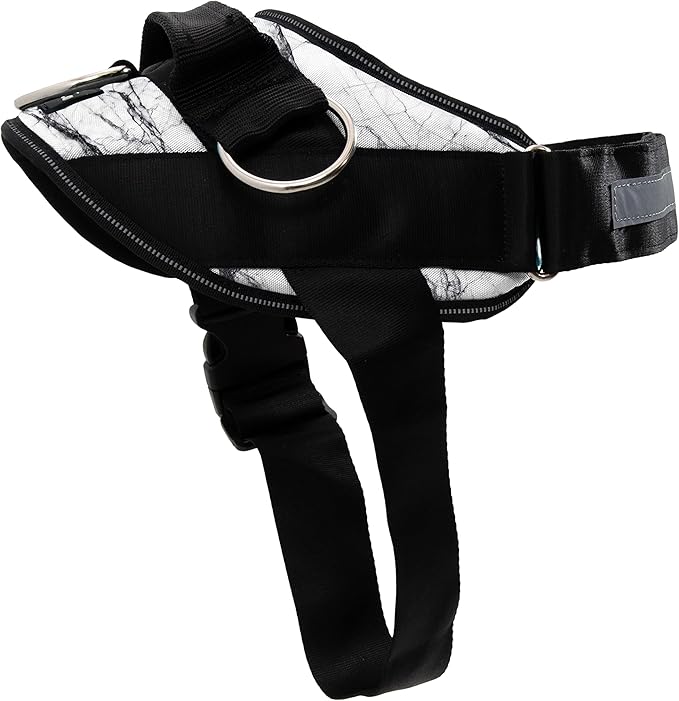 ShawnCo Essential Dog Harness, No-Pull Pet Vest with 3 Leash Clips, No Choke, Reflective, Adjustable and Padded, for Easy Walking and Training for Small, Medium and Large Dogs (White Marble, L) SHAWNCO